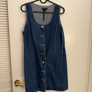 Sincerely Jules Blue Denim Button-Front Tank Dress